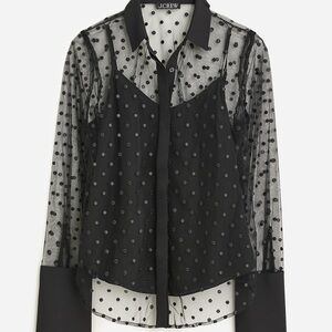 J.Crew Black Swiss Dot Sheer Blouse – Size 10 – NWT - large